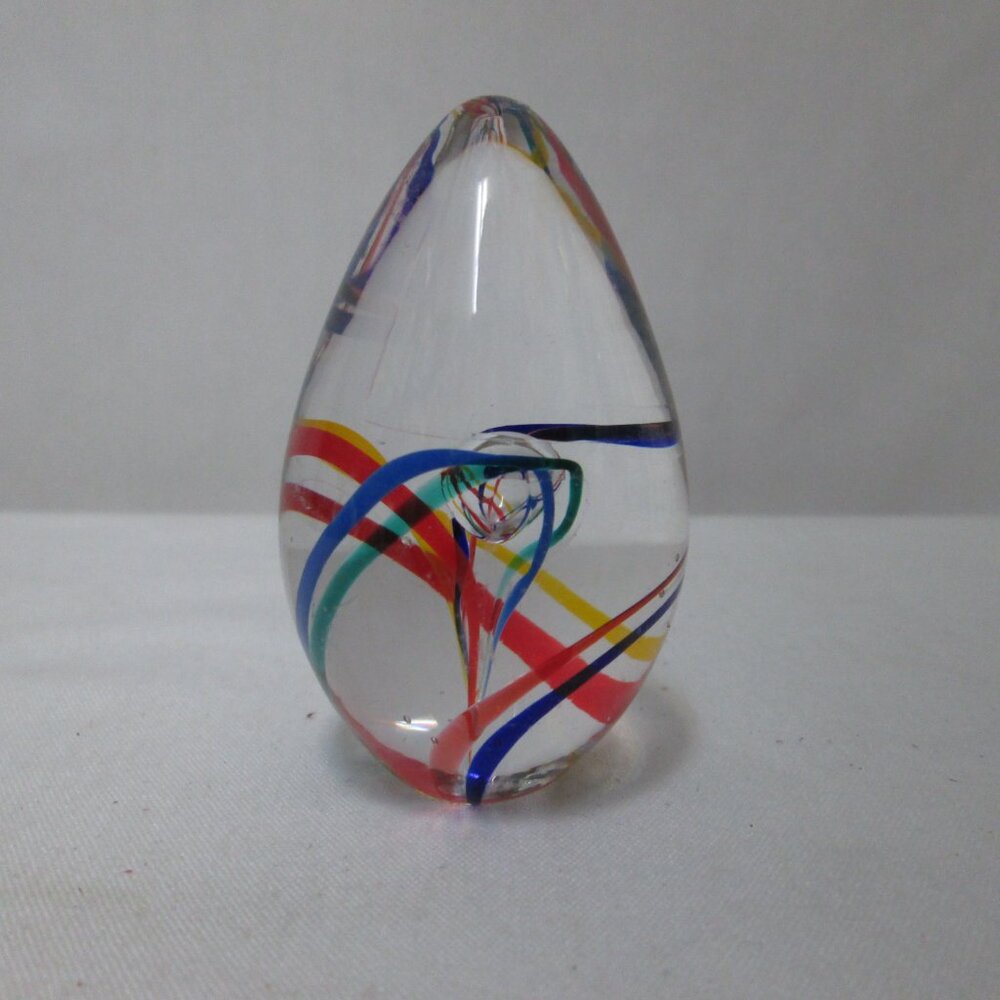 GES Glass Eye Studio Vintage 1996 Glass Paperweight figurine swirl 3" SIGNED